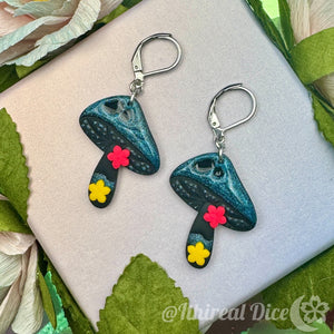 Earrings - Cosmic Neon Mushrooms
