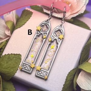Earrings - Wizard Tower Windows (Silver)
