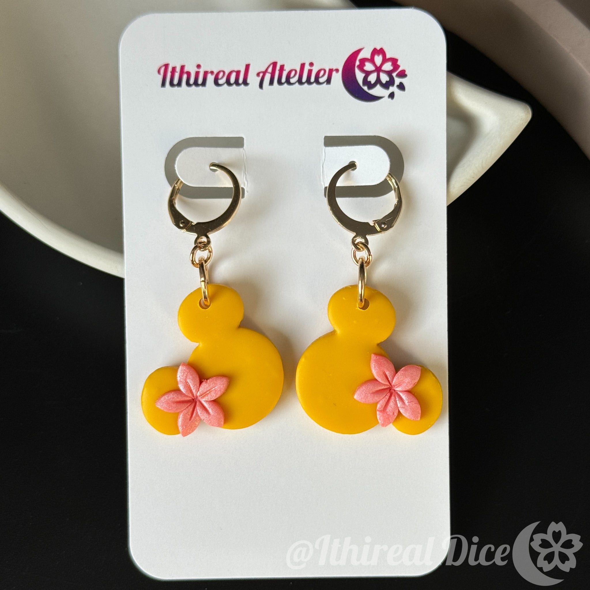 Earrings - Yellow Mouse