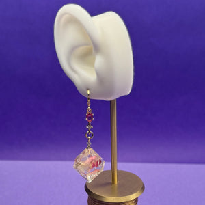 Earrings - (Dice) Dual Pink Florals